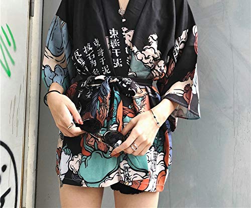 Kimonos Woman Japanese Kimono Cardigan Cosplay Shirt Blouse for Women Japanese Yukata Beach Kimono,2,One Size - Thumbnail 4