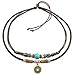 Ancient Tribe Unisex Adjustable Hemp Genuine Leather Necklace Choker Turquoise Bead