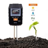 TACKLIFE Soil Test Kit, 3-in-1 Soil Moisture Meter for Moisture, Light and PH, Ideal for Garden, Plant, Farm, Lawn, Indoor & Outdoor (No Battery Needed) - MST01