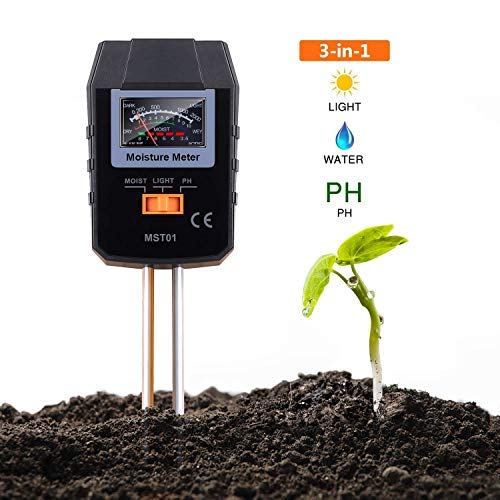 TACKLIFE Soil Test Kit, 3-in-1 Soil Moisture Meter for Moisture, Light and PH, Ideal for Garden, Plant, Farm, Lawn, Indoor & Outdoor (No Battery Needed) - MST01