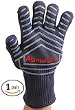 SimplyFire Heat Resistant Cooking Gloves | Baking, Oven & Barbecue Gloves | Fire Gloves For Fireplace & Fire Pit | Use As Grilling Gloves & BBQ Gloves | Smoker, Grill & Kitchen Accessories (2 Gloves)