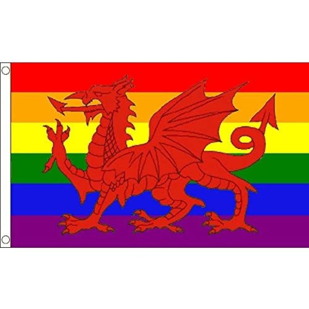 AZ FLAG - Wales Rainbow Weles Dragon Flag - 3x5 Ft - 100D Polyester Gay Welsh Banner with Two Metal Grommets - Fade Resistant - Vivid Colors - 3' x 5' Feet - 150x90 Cm