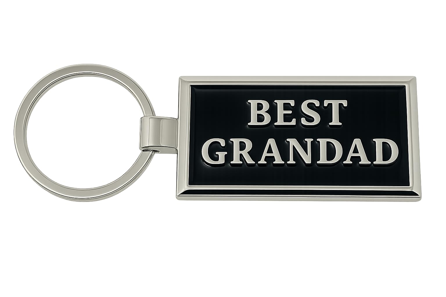 Best Grandad Metal Keyring for Men – Premium Silver Tone Keychain with Black Plate, Durable Engraved Style Design, Gift Box Presentation, Grandad Appreciation Keepsake Accessory