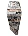 MBJ WB1304 Womens Print Midi Pencil Skirt L Black_Brown