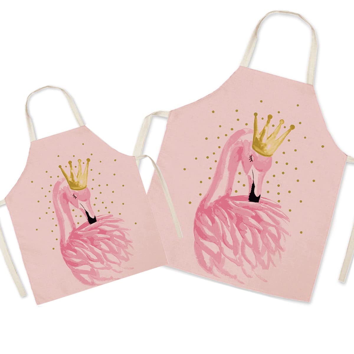 Eyands Bird Matching Parent and Child Apron for Cooking Painting Gardening - Lovely Pattern Linen Parent and Kid Apron for Family Time, Mom Dad Daughter Son Kitchen Apron