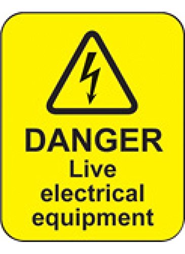 Caledonia Signs 59797 Danger Live Electrical Equipment Label, 40 mm x 50 mm (Pack of 100)