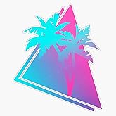 Retro 80S 90S Vaporwave Palm Trees Gift. Pink & Blue Design Design Vinyl Sticker Waterproof Decal Laptop Wall Window Bumper Sticker 5"