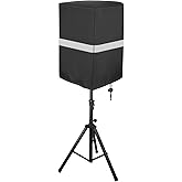 Speaker Cover for 8-15" inch Powered Speaker Mounted on Stand, Outdoor Waterproof Speaker Cover with Adjustable Drawstring, Dustproof & UV Protection (Black, 8“)