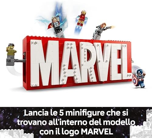 Logo e Minifigure MARVEL - Modellino da Costruire con Supereroi Leggende di Hulk, Thor, Iron Man, Black Widow e Captain America Giocattolo, Giochi per Bambini da 12 Anni da Collezione 76313