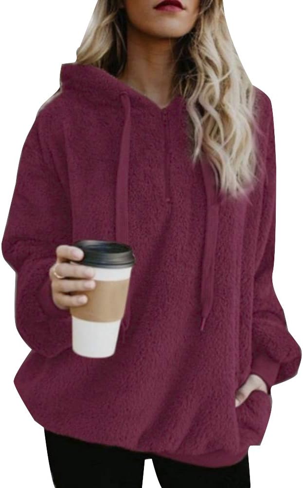 red fluffy hoodie