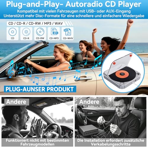 External Car CD Player with Anti Skip Function and AUX