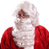 Fun World Costumes Men's Deluxe Santa Wig Beard and Mustache, White, One Size