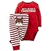 GRNSHTS Baby My First Christmas 2 Piece Red Bodysuit & Striped Pant Set (0-3 Months, Red)