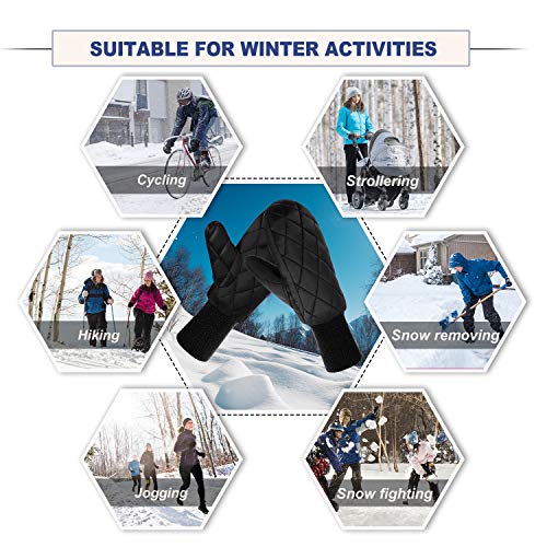 Andake Down Mittens Gloves for Women Water-resistance Warm Winter Snow Gloves for Walking Jogging Work Outdoor Activities (S/M, BLACK) - Thumbnail 6