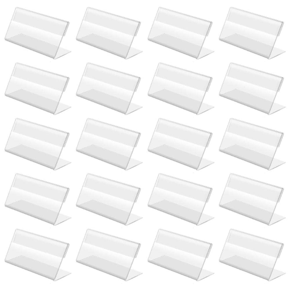 VOANZO 60PCS Label Holder Acrylic Display Stand Card Display Stand 6 x 4cm for Supermarket Advertising Restaurants Shop