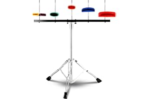 RANMING Jam Block Set Jam Block Percussion Stand Triangular Double Brace Design Plastic Cowbell Stand, with Plastic Jam Blcok Set for Professional Band Beginners and Adults