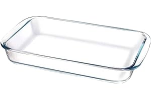 9x13 Glass Baking Dish - 3 Quart Oblong Oven Safe Pan for Lasagna & Brownies, Non Stick & Dishwasher Safe (26.2x15.2x4.5cm)