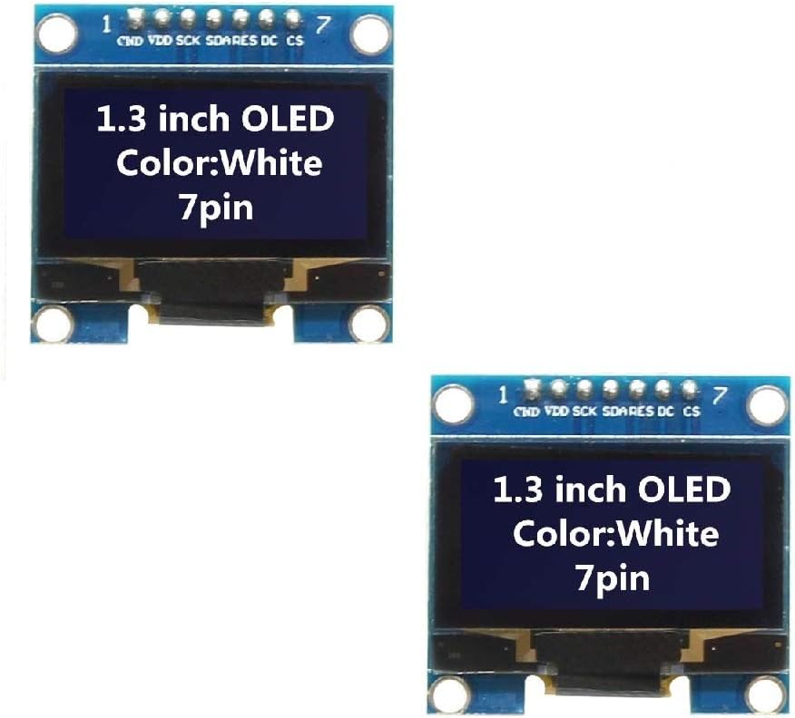 DollaTek 2Pcs 1.3" SPI 128x64 SSH1106 OLED LCD Display LCD Module for Arduino AVR PIC STM32 - White font