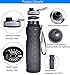 Sports Water Bottle with Filter & Strap, SOKLIT Portable BPA Free Drinking Cup 36oz/1000ml, Flip Top Leak Proof - 0.51lb Plastic Bottles for Gym Outdoor Hiking Camping Height 11'' Diameter 2.95'' Gray