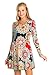 5Thread Women's Casual Print Long Sleeve Front Strappy Tunic Dress Top W/Side Pocket