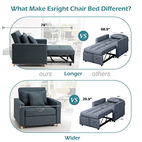 Esright 40 Inch Sleeper Chair Bed 3in1 Convertible Futon Chair Multi