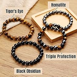 Crystal Vibe 8mm Black Obsidian Bracelet - Elastic