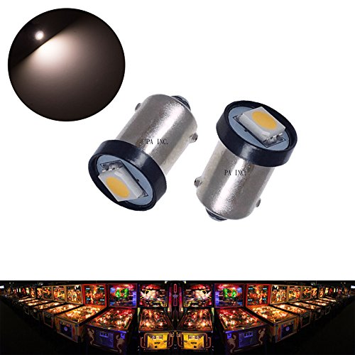 PA 10PCS #1893 #44 #47 #756 #1847 BA9S 1SMD LED Wedge Pinball Machine Light Bulb Warm White 2700K-6.3V
