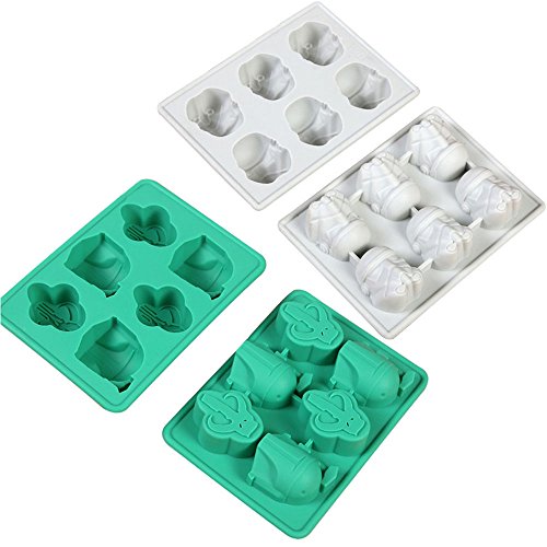 Set of 8 Star Wars Silicone Ice Trays/Chocolate Molds: Stormtrooper, Darth Vader, X-Wing Fighter, Millennium Falcon, R2-D2, Han Solo, Boba Fett, and Death Star