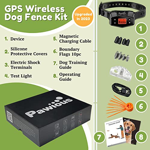 Pawious GPS Wireless Dog Fence Pet Containment System, Electric