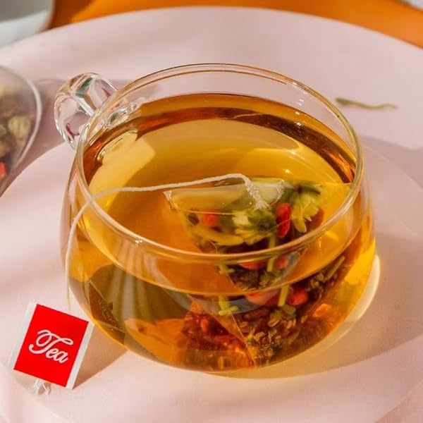 JINQI CHRYSANTHEMUM CASSIA SEEDS TEA HONEYSUCKLE, CHINESE WOLF-BERRY, SWEET-SCENTED OSMANTHUS, BURDOCK ROOT COMBINATION OF FLORAL TEA (200G, 8GX25BAGS)7.05OZ (1BOXES, 25BAGS)
