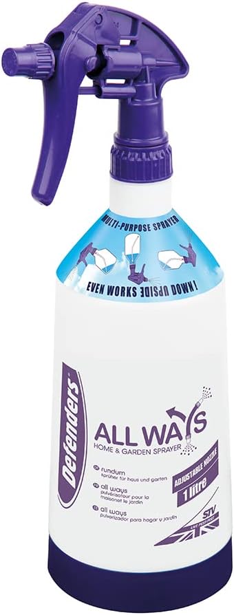 Defenders All Ways Sprayer Bottle 1 Litre Adjustable Nozzle Upside Down