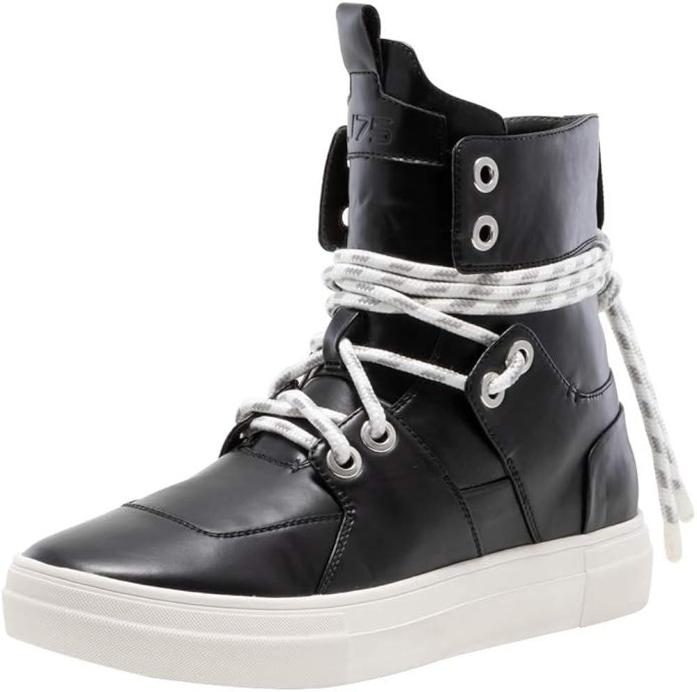 mens black leather high top sneakers