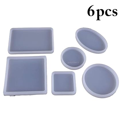 Outgeek 6PCS Casting Mold Jewelry Casting Mold Silicone Mold for Coaster