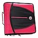 Case-it The Mighty Zip Tab Zipper Binder - 3 Inch O-Rings - 5 Pocket Expanding File Folder - 600 Sheet Capacity - Neon Pink