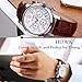 HOWK Men's Chronograph Quartz Watches with Date Analog White Luminous Dial and Brown Leather Band