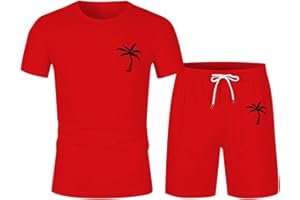 Mens 2 Piece Sweatsuits Sets, Short Sleeve Crewneck Breathable Sweatshirt with Casual Shorts for Sport, Workout, Running