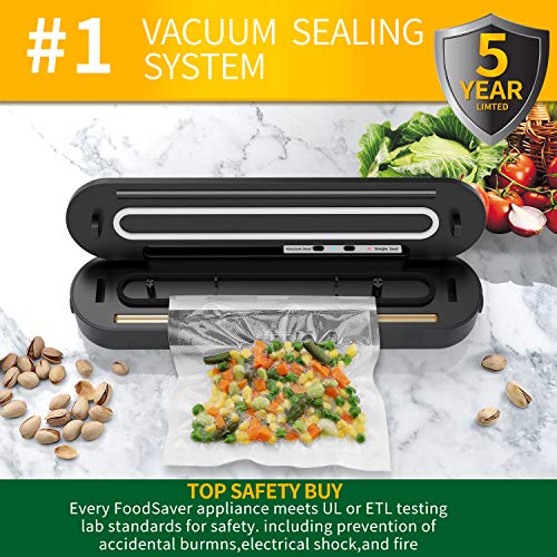 Vacuum Sealer, MYRIANN Automatic Food Sealer Machine for Food Preservation w/Starter Kitï¼ŒVacuum Air Sealing System with Compact Design/Dry & Moist Food Modes/Sous Vide Cooking (Black)