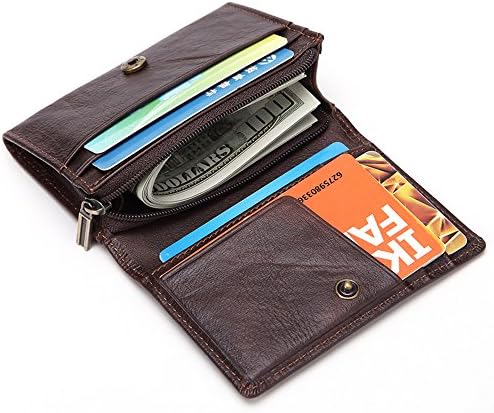 Men's Thin Sleek Casual Bifold Wallets RFID Blocking Credit Card Holder Slim Vintage Genuine Leather Minimalist Front Pocket Wallets for Men(coffee)