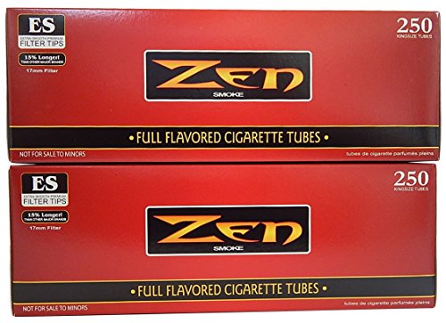 ZEN King Size Full Flavor Cigarette Tubes -2 pack, 250 ct per box (The Best E Cig Flavors)