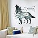 iwallsticker 3D Wolf Moon Wall Decal Sticker Art Decor Decal Home Living Room Bedroom Office Corp Mural