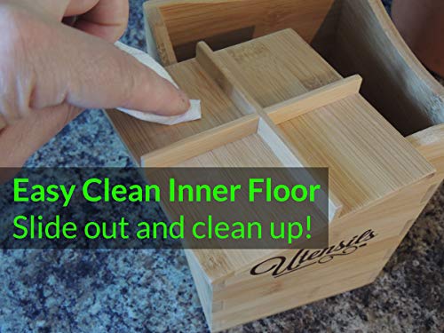 Extra Large Adjustable Utensil Holder Caddy Box - Bamboo 5.25x5.25x8in by Cookbook People - Thumbnail 2