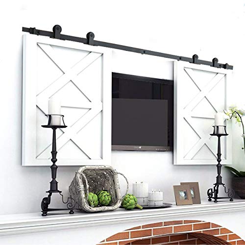 HAHAEMALL Super Mini Barn Door Hardware Kit 8ftDouble Door, Sliding