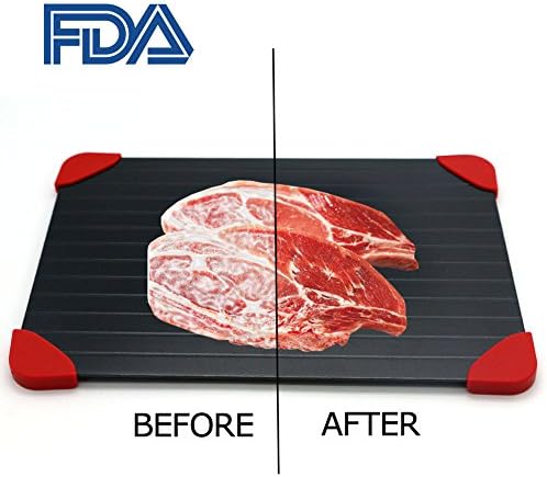 Fast Defrosting Tray, Yubobo Rapid Thaw Defrosting Tray Meat Magical Plate,The Natural And Fast Way To Thawing Frozen Food, Without Electricity, Microwave Or Other Tools (Red Legs)