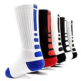 Basketball Socks 5 Pack Athletic Crew Sport for Boy Girl Men Women By JIYE