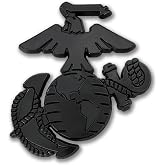 NJECT US Marine Corps Insignia Car Emblem Blackout 3.3" | Officially Licensed, Weatherproof Automotive Grade Black ABS Plastic, Made in the USA