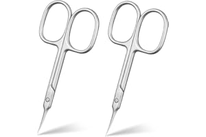 AOMIG Cuticle Nail Scissors, 2PCS Sharp Curved Multi-Purpose Stainless Steel Beauty Scissors Manicure Cutter for Nail, Toenail, Eyebrow, Eyelash