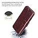 Belemay Compatible with iPhone X Wallet Case,Compatible with iPhone 10 Case, Genuine Leather Wallet Case, Flip Folio Book Cover, Card Holder Slots, Kickstand, Magnetic Clousure, Cash Pockets, Brown