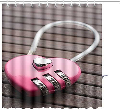 Shower Curtain code lock in the shape of a heart on a wooden background Graphics Prints Bathroom Decor Set with Hooks Shower Curtain Liner 7284 Inches