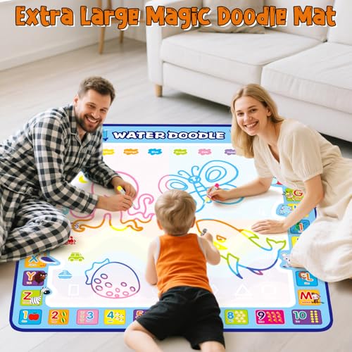 Tobeape® 100 X 100 cm Extra Large Aqua Magic Doodle Mat, Colorful Educational Water Drawing Doodling Mat Coloring Mat for Kids Toddlers Boys Girls Age of 3 4 5 6 7 8