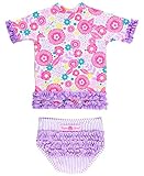 RuffleButts Baby/Toddler Girls Rash Guard 2-Piece